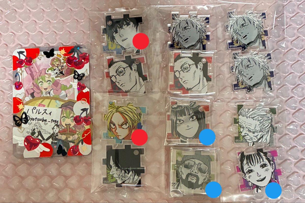 yotsuba_toge's tweet photo. サカモトデイズ SAKAMOTO DAYS サカモトデイズ展 SAKAMOTO DAYS展 サカデイ サカデイ展 アクリルパズル アクリルパズルコレクション 交換 譲渡

【求】同異種 神々廻、大佛（異種は1枚目優先。💖＞無印）or 🔴以外定価+送料

譲渡はキャラ毎優先。
🔴は神々廻含む交換のみ。
🔵含む方優先。
↓ https://t.co/qJBYY0kblP