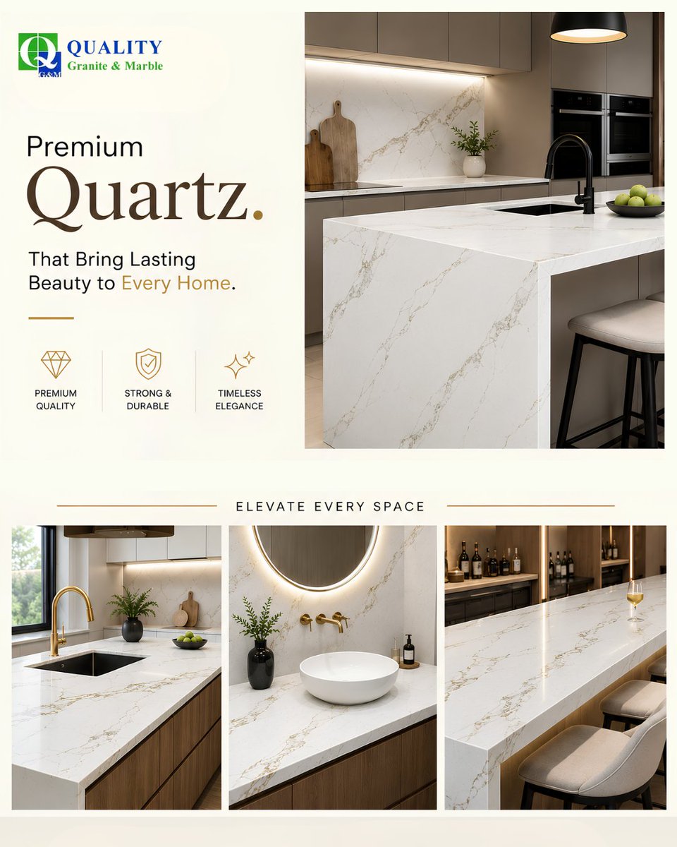 QualityGranite_'s tweet photo. More than a countertop, it's the centerpiece of unforgettable moments, timeless design, and lasting quality.

#quartzcountertops #kitchendesign #luxuryinteriors #modernkitchen #qualitygranitemarble https://t.co/vegOaF9wVn