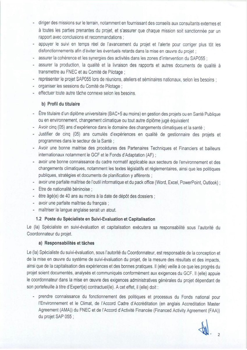 actualites229's tweet photo. 🇧🇯 #AlerteJob ||Recrutement multipostes au profit de l’Unité de Gestion du Projet SAP 055 :

● 01 Coordonnateur de projet

● 01 Spécialiste Suivi-Évaluation et Capitalisation

● 01 Spécialiste de Passation des Marchés Publics et Finances⬇️ https://t.co/e8F7BwES3r