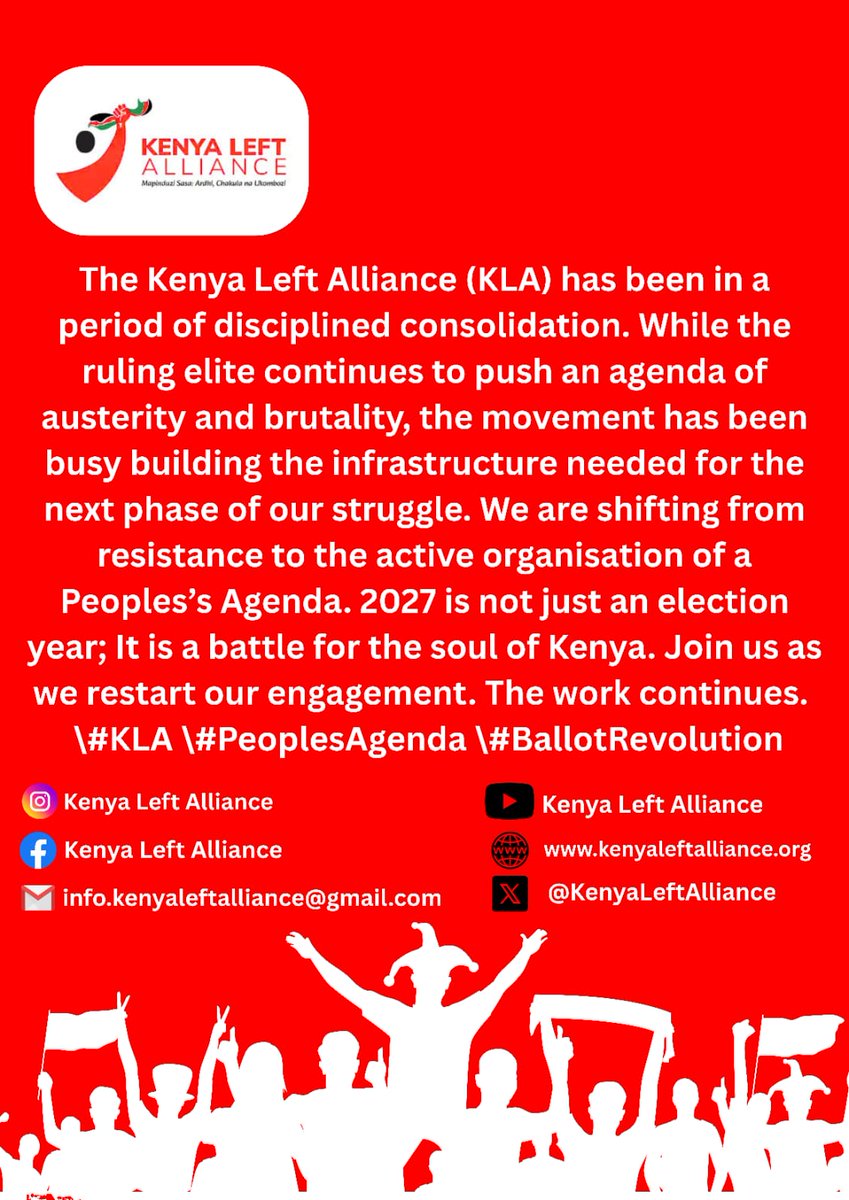 KenyaLeftA's tweet photo. Kazi Inaendelea
People's Agenda https://t.co/BgkRL7KvJE
