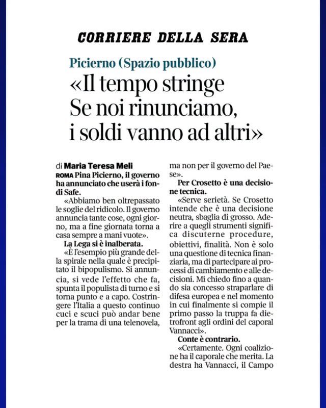 pinapic's tweet photo. Il tempo stringe e sulla difesa europea non sono più ammessi ritardi e ambiguità.

Il governo smetta di trasformare la politica estera in una resa dei conti interna e scelga con chiarezza da che parte stare. Aderire a SAFE significa rafforzare la sicurezza comune, l’autonomia strategica dell’Europa e il ruolo dell’Italia.

Rinunciare vuol dire lasciare risorse e opportunità agli altri Paesi, mentre noi restiamo prigionieri dei veti e delle contraddizioni della maggioranza.

La sicurezza europea non è una telenovela: servono serietà, responsabilità e decisioni all’altezza del momento.