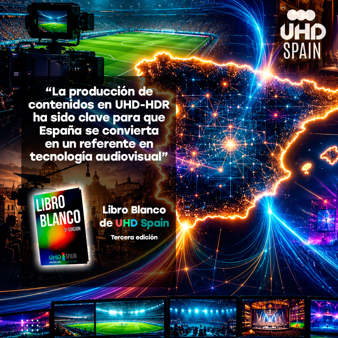 uhd_spain's tweet photo. 🎬📡 𝗘𝘀𝗽𝗮ñ𝗮 𝘆𝗮 𝗲𝘀 𝘂𝗻 𝗿𝗲𝗳𝗲𝗿𝗲𝗻𝘁𝗲 𝗲𝗻 𝘁𝗲𝗰𝗻𝗼𝗹𝗼𝗴í𝗮 𝗮𝘂𝗱𝗶𝗼𝘃𝗶𝘀𝘂𝗮𝗹

Desde el 𝗟𝗶𝗯𝗿𝗼 𝗕𝗹𝗮𝗻𝗰𝗼 𝗱𝗲 #UHDSpain destacamos el papel que ha desempeñado la producción de contenidos de máxima calidad en la evolución del sector:

“𝘓𝘢 𝘱𝘳𝘰𝘥𝘶𝘤𝘤𝘪ó𝘯 𝘥𝘦 𝘤𝘰𝘯𝘵𝘦𝘯𝘪𝘥𝘰𝘴 𝘦𝘯 𝘜𝘏𝘋-𝘏𝘋𝘙 𝘩𝘢 𝘴𝘪𝘥𝘰 𝘤𝘭𝘢𝘷𝘦 𝘱𝘢𝘳𝘢 𝘲𝘶𝘦 𝘌𝘴𝘱𝘢ñ𝘢 𝘴𝘦 𝘤𝘰𝘯𝘷𝘪𝘦𝘳𝘵𝘢 𝘦𝘯 𝘶𝘯 𝘳𝘦𝘧𝘦𝘳𝘦𝘯𝘵𝘦 𝘦𝘯 𝘵𝘦𝘤𝘯𝘰𝘭𝘰𝘨í𝘢 𝘢𝘶𝘥𝘪𝘰𝘷𝘪𝘴𝘶𝘢𝘭”.

📺 La experiencia acumulada en producciones deportivas, culturales, cinematográficas y grandes eventos en directo ha permitido desarrollar talento, infraestructuras y flujos de trabajo cada vez más avanzados.

🌈 La combinación de resolución #UHD y #HDR mejora el detalle, el contraste, el color y el realismo de las imágenes, pero también impulsa la innovación en toda la cadena audiovisual.

📖 Descubre las tecnologías y proyectos que están transformando la televisión en nuestro 𝑳𝒊𝒃𝒓𝒐 𝑩𝒍𝒂𝒏𝒄𝒐. 𝑹𝑬𝑮Í𝑺𝑻𝑹𝑨𝑻𝑬 𝑮𝑹𝑨𝑻𝑰𝑺 en “𝑻𝑼 𝒁𝑶𝑵𝑨 𝑼𝑯𝑫” 👉 https://t.co/k3N9qySnYw

💬 ¿Qué producción española en UHD-HDR destacarías como ejemplo de innovación audiovisual?

#Broadcast #InnovacionAudiovisual #TelevisionDelFuturo