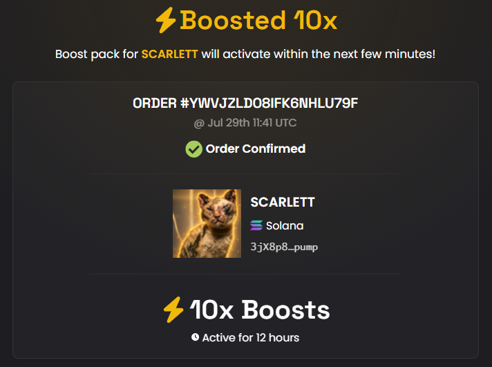 Cashno_y's tweet photo. 10X BOOST IS LIVE FOR $SCARLETT . More eyes. More people discovering Scarlett’s story.

Scarlett the Savior is only getting started. https://t.co/We0Fxa54zO