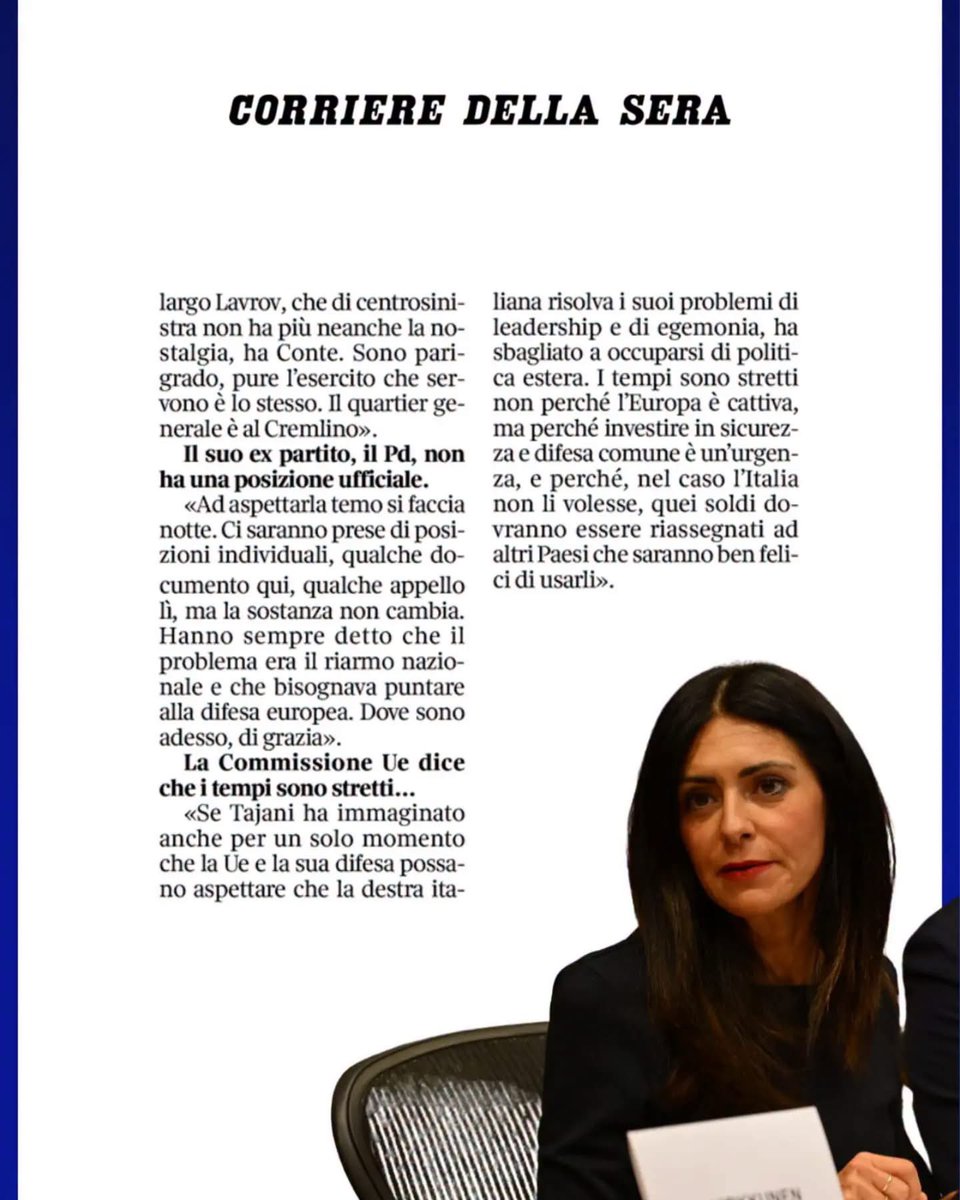 pinapic's tweet photo. Il tempo stringe e sulla difesa europea non sono più ammessi ritardi e ambiguità.

Il governo smetta di trasformare la politica estera in una resa dei conti interna e scelga con chiarezza da che parte stare. Aderire a SAFE significa rafforzare la sicurezza comune, l’autonomia strategica dell’Europa e il ruolo dell’Italia.

Rinunciare vuol dire lasciare risorse e opportunità agli altri Paesi, mentre noi restiamo prigionieri dei veti e delle contraddizioni della maggioranza.

La sicurezza europea non è una telenovela: servono serietà, responsabilità e decisioni all’altezza del momento.