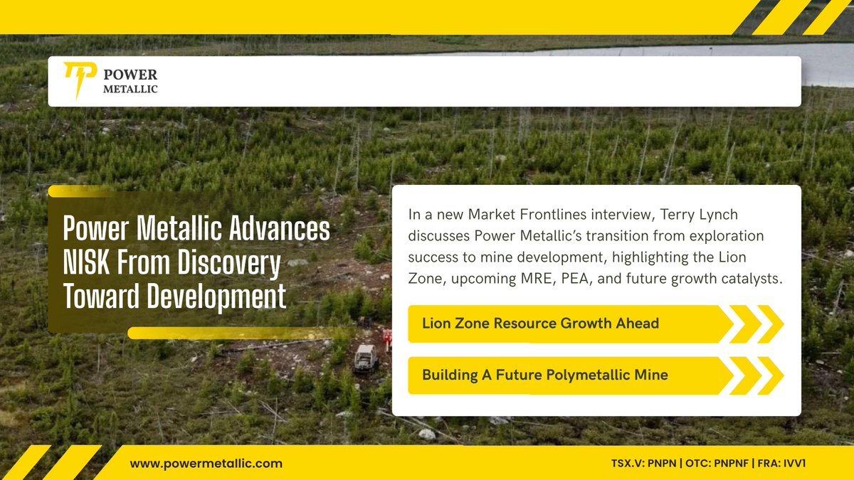 MiningDiscovery's tweet photo. @PowerMetallic is advancing the NISK-Lion-Tiger Project with high-grade drill results, a maiden resource estimate approaching, and plans for a PEA and potential U.S. listing.

Read full PR on https://t.co/DkzS0ftG7Z

#PowerMetallic #Copper #Mining #CriticalMinerals #PNPN https://t.co/i2nIozVTzw