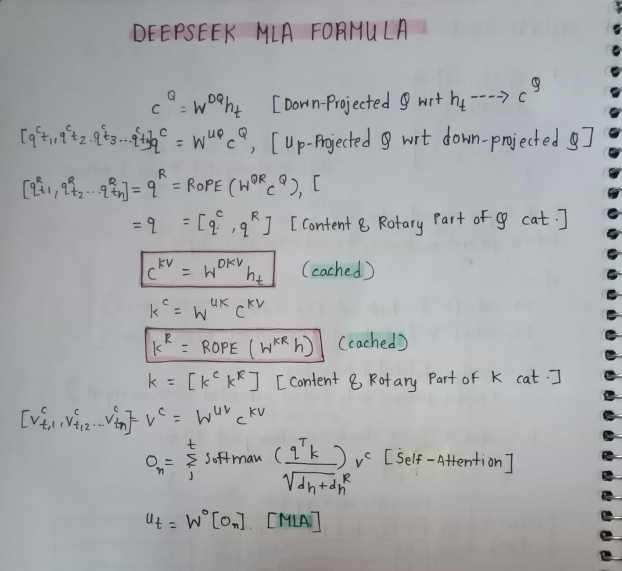 import_alis's tweet photo. studied DeepSeek-V2's "𝙈𝙪𝙡𝙩𝙞-𝙝𝙚𝙖𝙙 𝙡𝙖𝙩𝙚𝙣𝙩 𝙖𝙩𝙩𝙚𝙣𝙩𝙞𝙤𝙣", step by step carefully and did the whole derivation by myself without referring back to the paper to check my understanding.

commendable work by the research team of @deepseek_ai truly. https://t.co/6mlthrFnlF