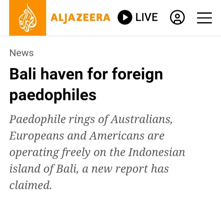 Indouncensored's tweet photo. @joey_ardiva Tahun 2004 Media aljazeera pernah menjuluki Bali sbg haven for paedophiles (surga bagi para pedo)

di epstein files aku pernah baca email org bali yg ngemis minta kerjaan ke jeffrey https://t.co/rD8t2dWQex