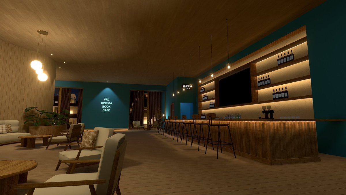 sebone_VRC's tweet photo. ワールド名「VRC CINEMA BOOK CAFE 」

現実の名作映画をオマージュした32枚の映画ポスターと、
100作品以上の予告編を楽しめるCAFE＆BARワールドとなっています。

奥のステージには映画ポスターを背景に集合写真が撮れる撮影ブースもご用意しています📸
ぜひお越し下さい～！

 #VRChat_world紹介 https://t.co/tE2cMBWAKc