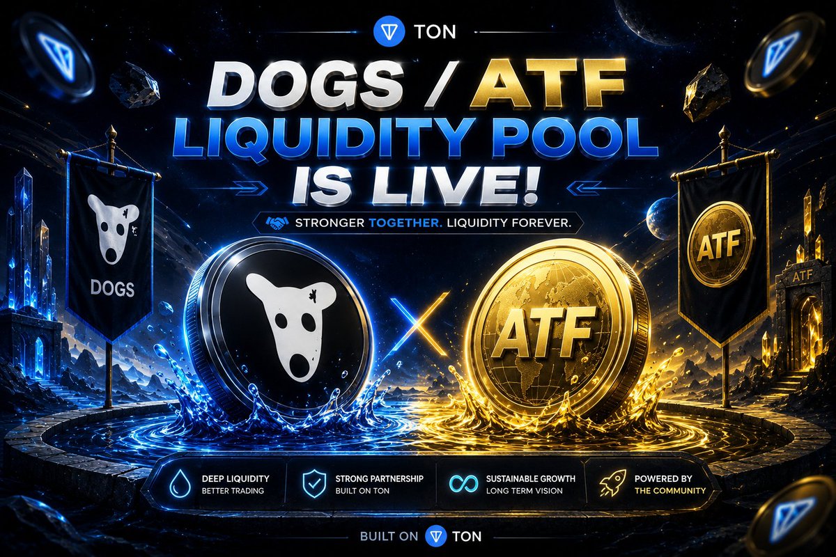 ai_trading_frx's tweet photo. ATF/DOGS Liquidity Pool is Now Live on Ston.
We're excited to announce the official launch of the DOGS/ATF Liquidity Pool on Stone.
This partnership brings deeper liquidity, smoother trading, and a stronger TON ecosystem for everyone.
🔗 Provide Liquidity: ATF/DOGS 

🐶 DOGS Telegram: @dogs

Join the pool, support the ecosystem, and be part of the next stage of growth.
Together, we're building a stronger and more liquid future.