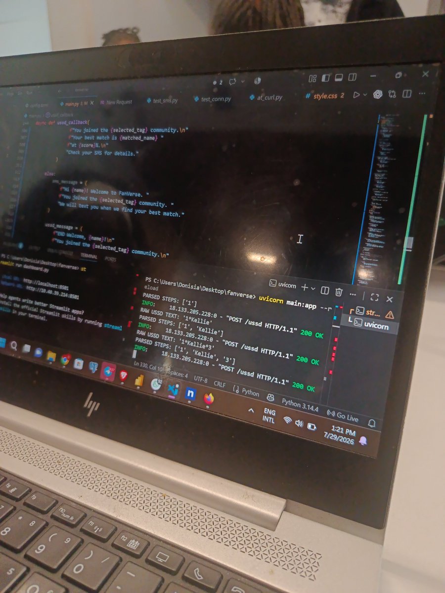 _skillpulse's tweet photo. 12 hours ago this was just an idea. Today at the Africa’s Talking Women in Tech Hackathon, I’m watching FanVerse wake up. USSD callbacks hitting, SMS messages going out, fans joining communities and getting their matches in real time. , #BuildWithAT #WomenInTech #HackathonKE" https://t.co/WEhm7xkalC