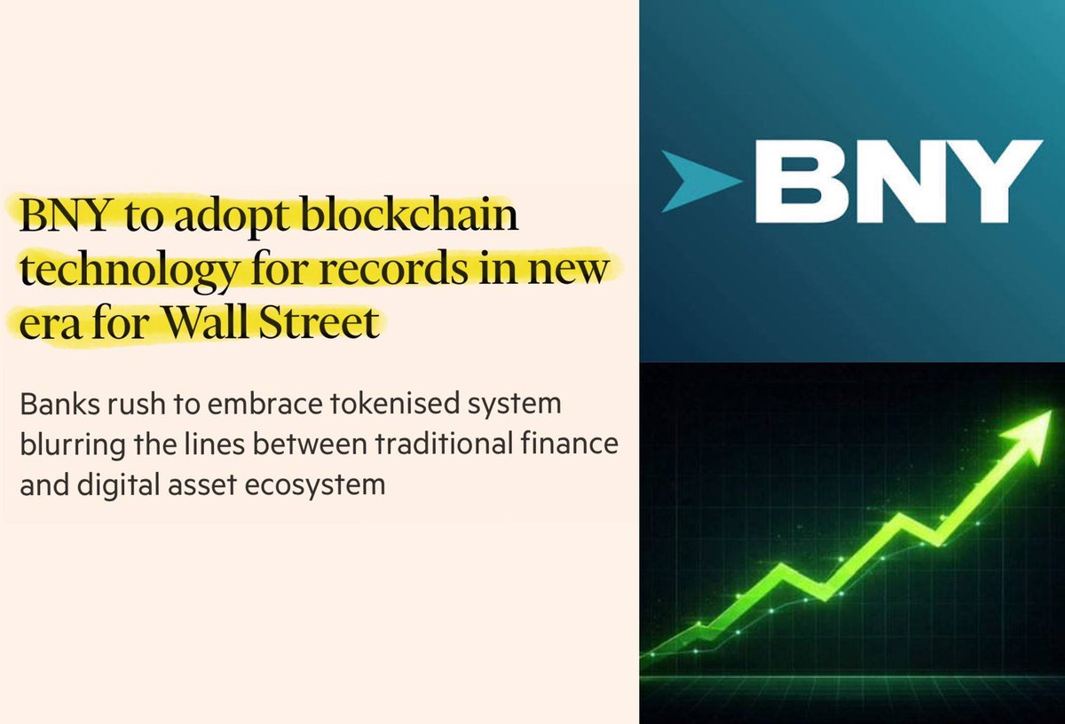 AshCrypto's tweet photo. BREAKING: 🇺🇸 BNY, the world’s largest custodian bank with $59 trillion in assets, is moving fund transactions on blockchain.

BlackRock is among the first to move on-chain https://t.co/prTgG4dECQ