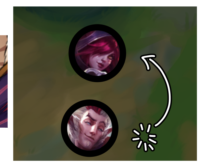 Smackpotatogurl's tweet photo. I need help, decision making, currently I have this, lazy but easy. 

In the comic Xayah is moving from beside to behind Rakan. 

Now, do I keep it lazy or make my own style profile pictures for them? Still the splash art, just my style.

#xayah #rakan https://t.co/e2Usu8b4N4