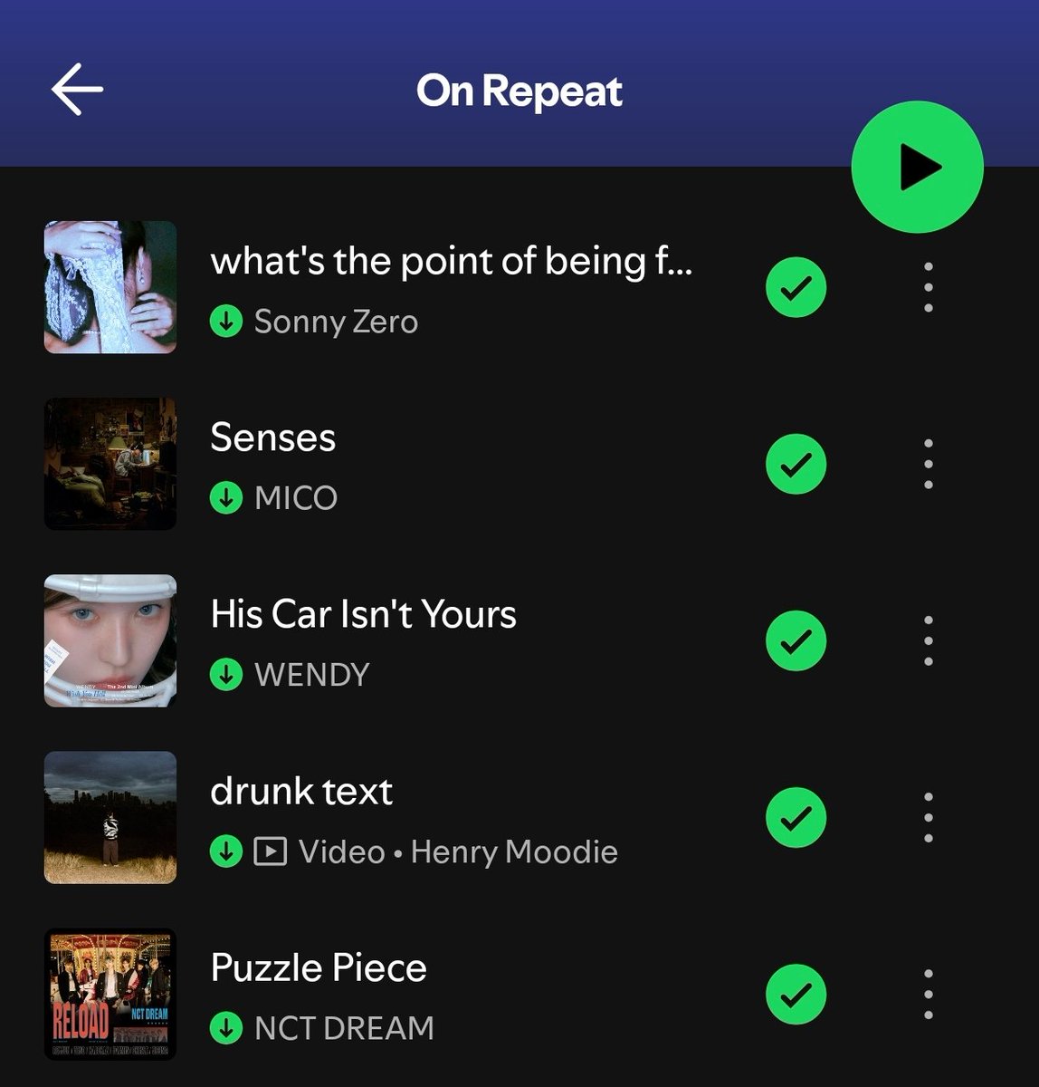 boopingpies's tweet photo. post your top 5 on repeat

Loooool  im going through it apparently https://t.co/mDlL7w3T82