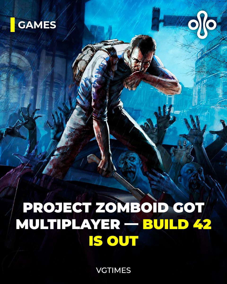 VGTimes's tweet photo. ⚡️ It's finally here: Project Zomboid's biggest update ever is out, with stable Build 42 now available to everyone

The update overhauls almost every part of the game, with the biggest addition being official multiplayer support.

Highlights include:

— The map is now twice as large, with new towns, unique buildings, and revamped world generation;
— Echo Creek plus three new towns: Brandenburg, Ekron, and Irvington;
— New ragdoll physics, lighting, sound, and animations;
— Animals you can breed or provoke;
— Major reworks to fishing, crafting, the inventory, UI, professions, and loot systems;
— Build 42 will serve as the foundation for all future updates.

The only catch: Build 41 saves aren't compatible.