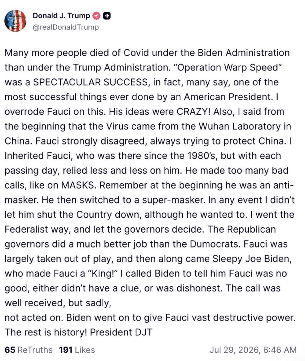 Hunter_Eagleman's tweet photo. A morning message from the GOAT before Fauci’s testimony today… https://t.co/Pw9BPrA1Ri