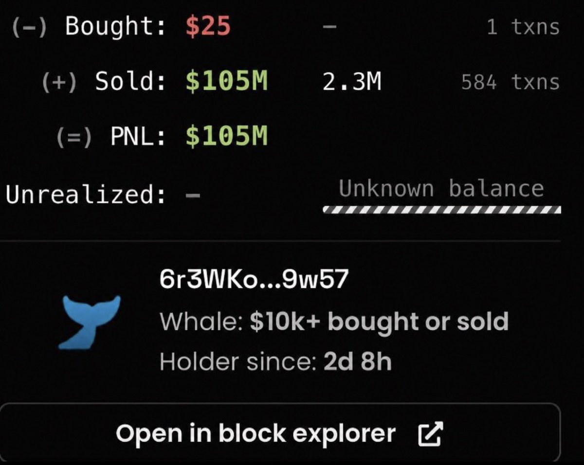 zenkaixbt's tweet photo. This guy retired forever from a memecoin

$25 turned into $105,000,000 https://t.co/ekR38bPpwI