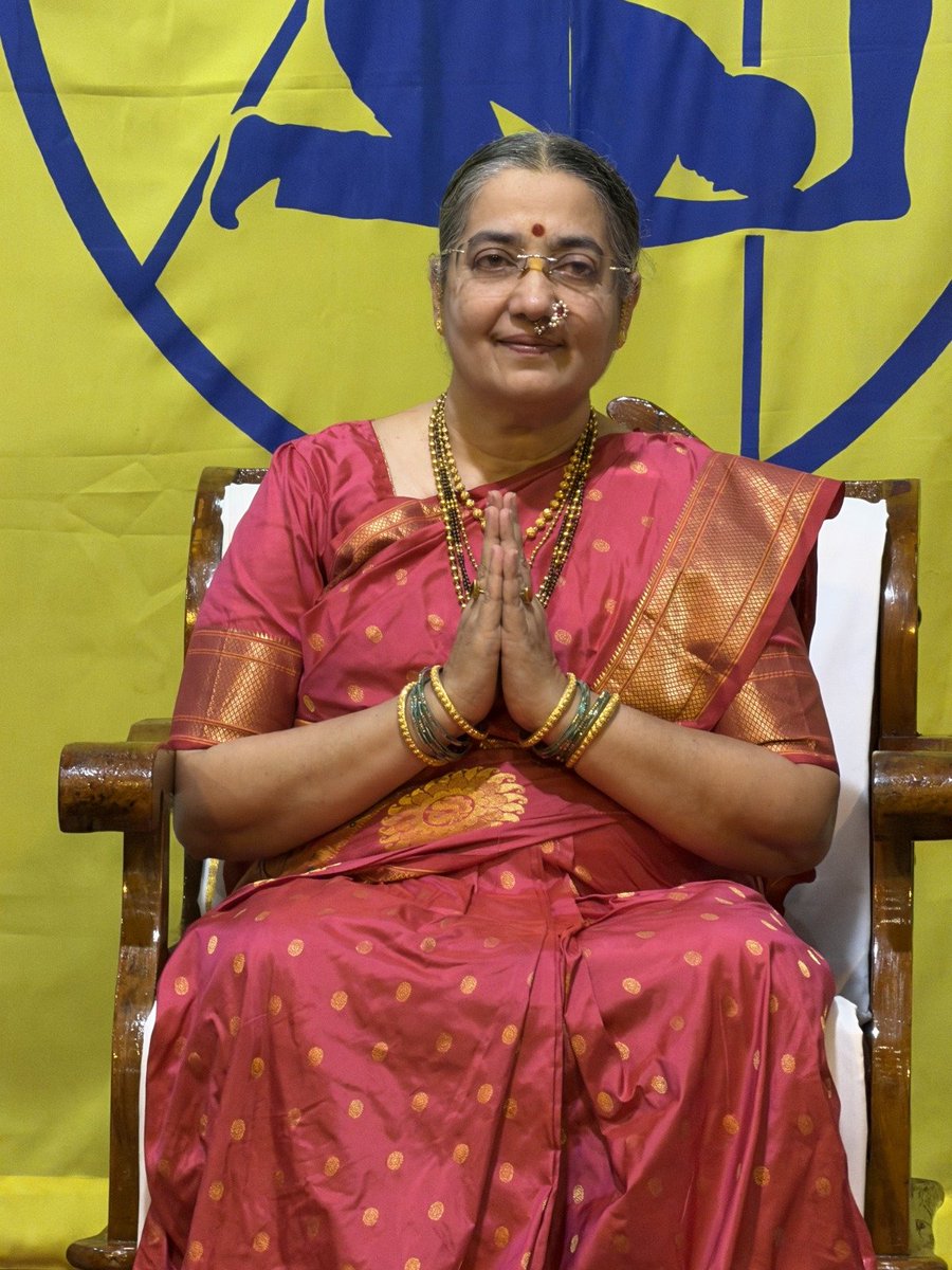 SanatanSanstha's tweet photo. On the sacred occasion of #GuruPurnima Mahotsav at Udupi, Shri Chitshakti (Mrs.) Anjali Mukul Gadgil, one of the Spiritual Heirs of Sachchidananda Parabrahman (Dr.) Athavale, guided Sanatan Sanstha's seekers with profound spiritual wisdom, encouraging them to strengthen their spiritual practice and inspiring them to attain spiritual upliftment under the Guru's divine guidance.
