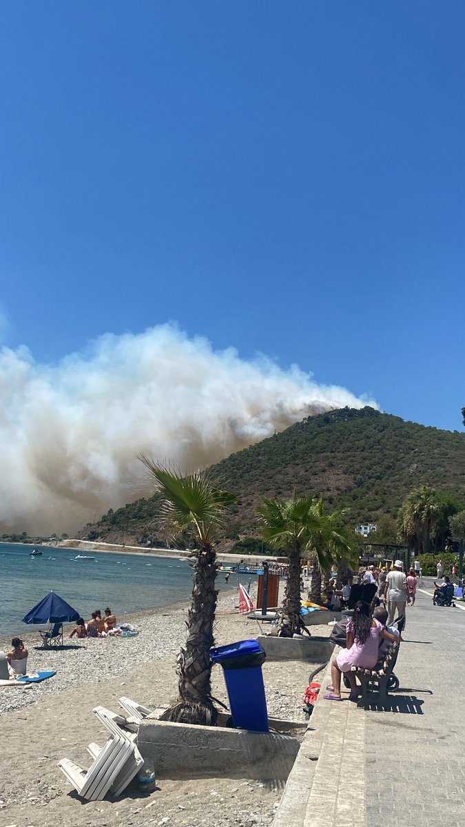 muratagirel's tweet photo. Balıkesir’in Edremit ilçesine bağlı Altınoluk’ta çıkan yangın, şiddetli rüzgârın etkisiyle büyüyor.

Bölgeden gelen görüntülere göre ilçe genelinde yoğun duman nedeniyle görüş mesafesi ciddi şekilde düştü. https://t.co/qcwdg4Vrgx