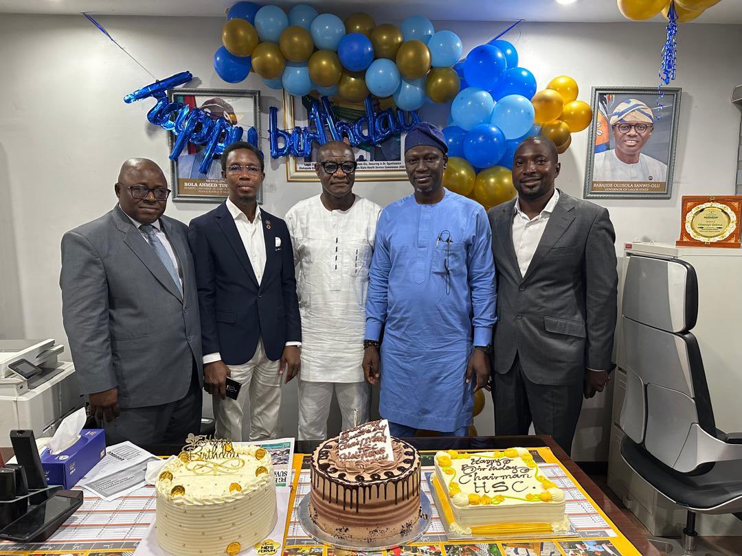 MedicalGuild's tweet photo. The Chairman of the Lagos State Health Service Commission, Dr Olukayode Oguntimehin, celebrated his birthday on 27th July at the Health Service Commission.

Among those who celebrated with him were the Chairman, Medical Guild, Dr Oluwole Olusanya; the Secretary, Medical Guild, https://t.co/T1u0xoKlod