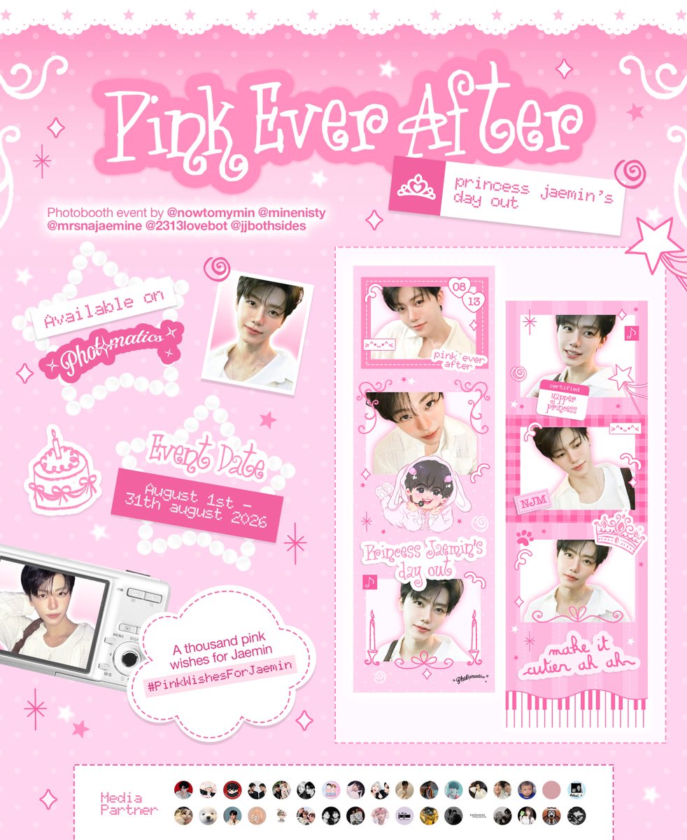 mrsnajaemine's tweet photo. 🎀 Pink Ever After: Jaemin’s Princess Day Out 👑💗

Photobooth event by @nowtomymin @minenisty @mrsnajaemine @2313lovebot @jjbothsides

“A thousand pink wishes for Jaemin.” 💌✨

📆 Aug 1 – 31, 2026
📍 Photomatics

share your moment with #PinkWishesForJaemin ₍ᐢ. .ᐢ₎♡ 🎀 https://t.co/MuJnuiFDn3