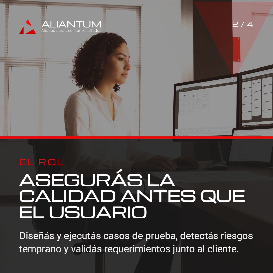 aliantumsa's tweet photo. Buscamos 3 Testers QA para proyectos de banca y fintech. Testing funcional manual, Bantotal excluyente, disponibilidad para viajar. Postulate en https://t.co/XXfPfiAY0V #QA #Bantotal #empleoIT #Aliantum https://t.co/awj8N9qEjT