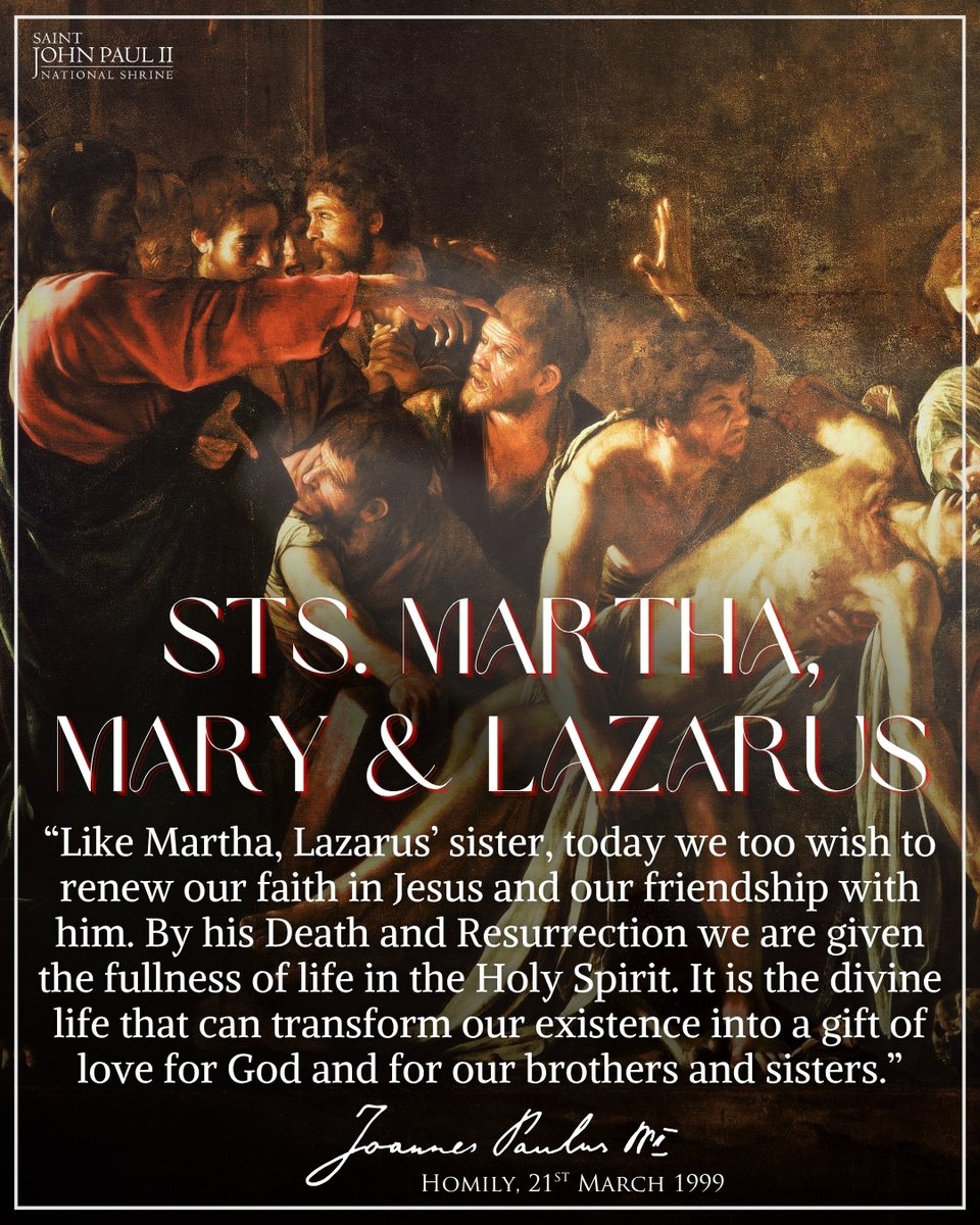 JP2Shrine's tweet photo. Happy feast day of the great friends of our Lord, Martha, Mary and Lazarus!
Image credit: Wiki Commons - Caravaggio, The Raising of Lazarus
#Martha #Mary #Lazarus #JohnPaulII #FeastDay https://t.co/adnTEsQItX