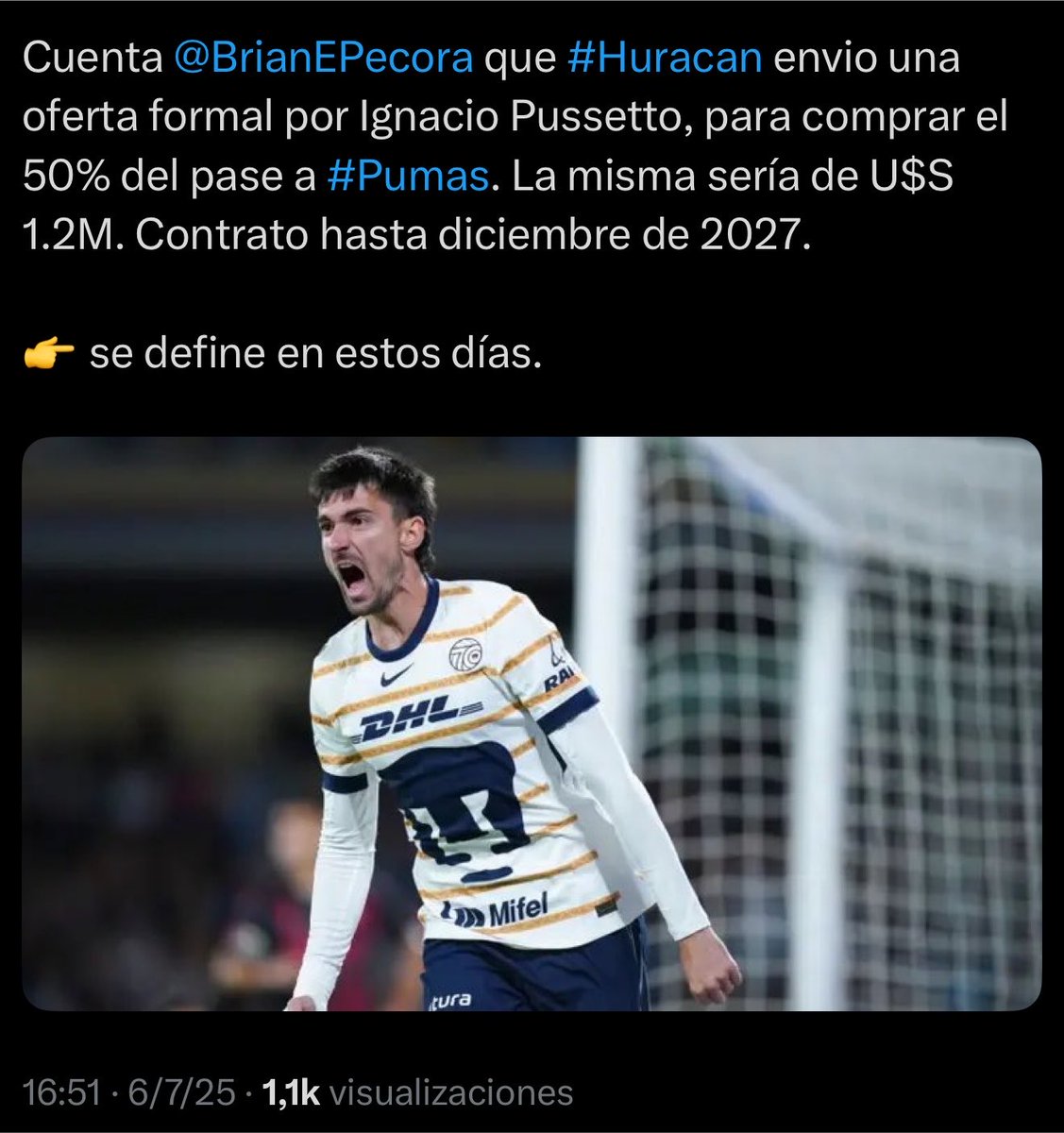 fedeze7a's tweet photo. Angulo (se haya querido ir o no) tenía contrato vigente en Independiente. Lo cambiaron por un jugador no apto físicamente y que NO QUERÍA VENIR. 
En el negocio entre Pumas y CAI solo ganaron los mexicanos y Huracán, que se ahorró más de 1M USD de pase. Negoshow 🔥 https://t.co/8IsunFQrov