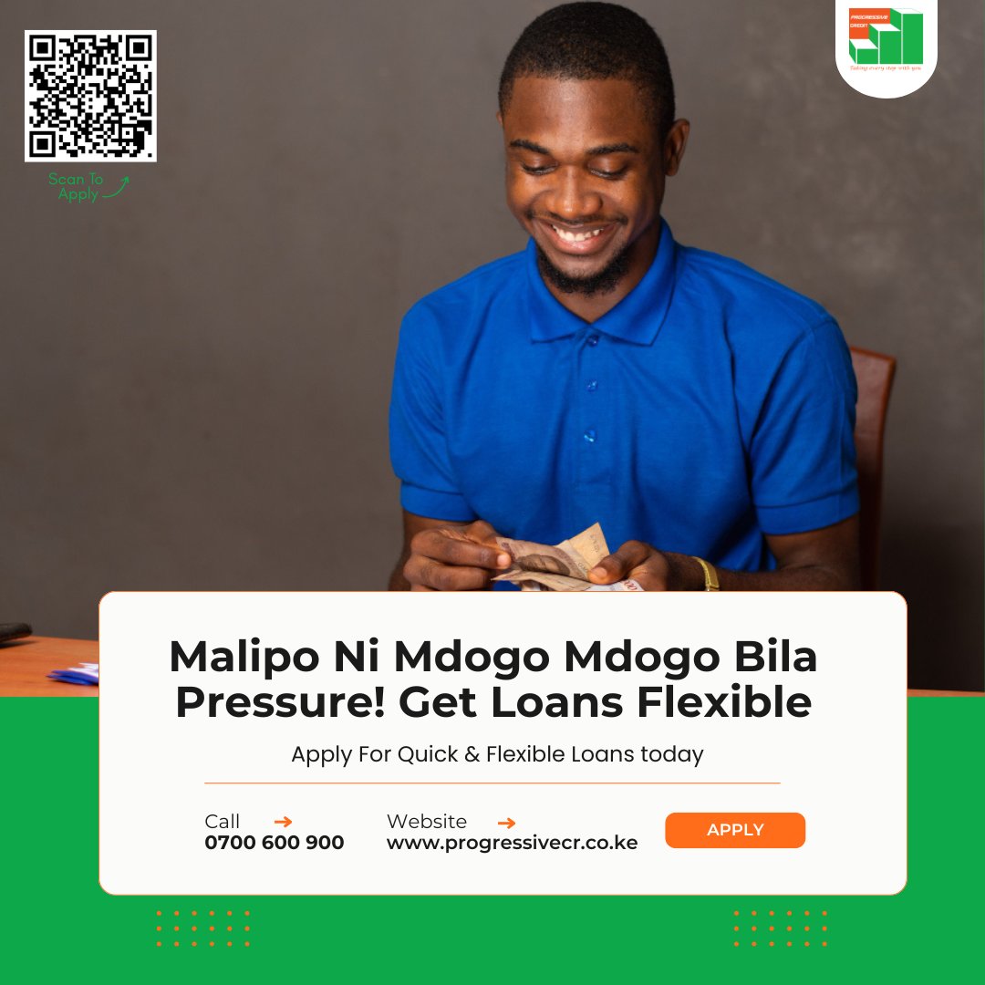 progressivecrke's tweet photo. At Progressive Credit, Malipo ni mdogo mdogo bila wasi wasi. Apply for a loan today and pay with flexible terms.

Progressive Credit — Quick, Flexible Loans.
📞 0700 600 900 | 🌐 https://t.co/VyouJmsNZw 
#ProgressiveCredit https://t.co/gvPqNxISdT