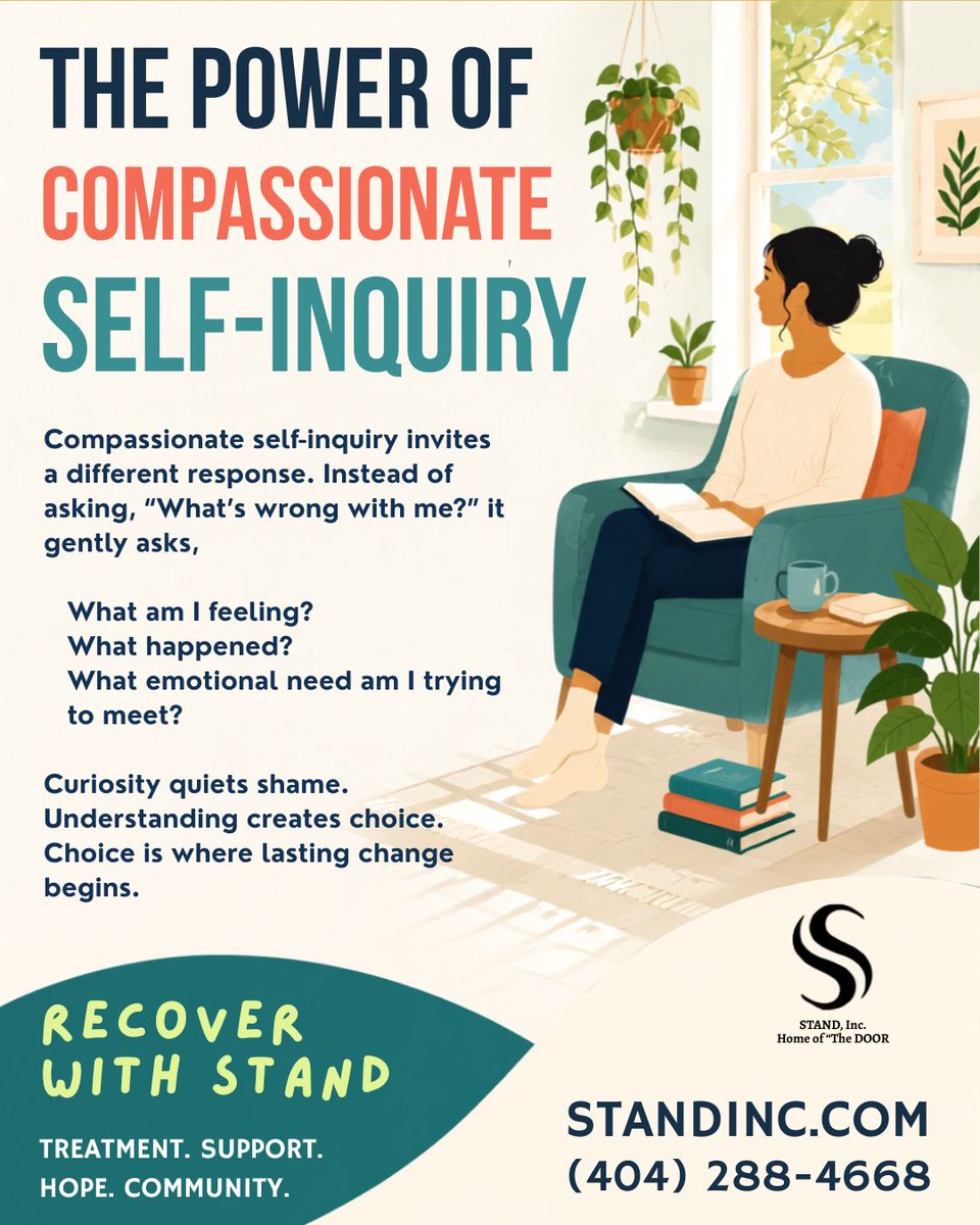 wearestandinc's tweet photo. What am I feeling? 💙 Compassionate self-inquiry replaces shame with curiosity. Start your recovery journey today! @gaca.org #GeorgiaRecovers #StandInc #RecoveryIsMyChoice https://t.co/3RHYk3mTjd https://t.co/WNXE2WGM7t