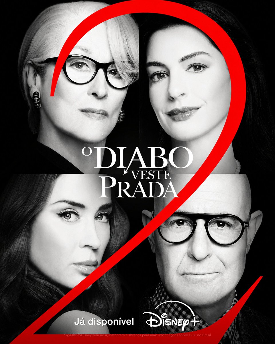 InfoDisneyHulu's tweet photo. O Diabo Veste Prada 2 já está disponível no Disney+.
