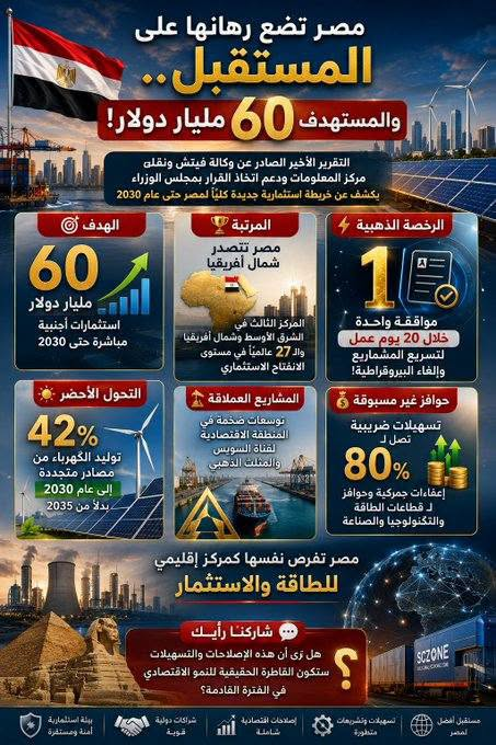 karema_ibrahim's tweet photo. #مصر تضع رهانها على المستقبل.. والمستهدف 60 مليار دولار 🇪🇬💪
التقرير الأخير الصادر عن وكالة فيتش ونقله مركز المعلومات ودعم اتخاذ القرار بـ مجلس الوزراء يكشف عن خريطة استثمارية جديدة كلياً لمصر حتى عام 2030
#مصر_تنطلق_نحو_المستقبل
#تحيا_مصر https://t.co/47G2NmKaeW