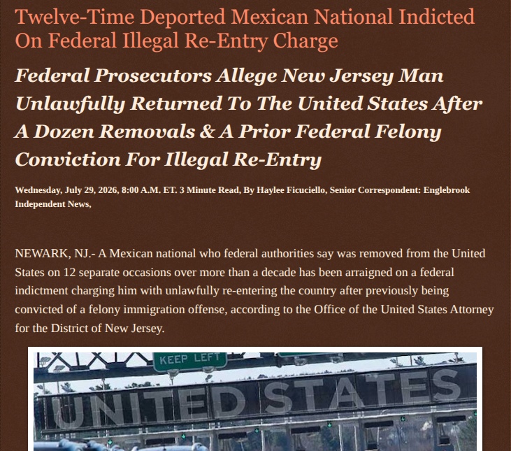 ArtFletcher9's tweet photo. Twelve-Time Deported Mexican National Indicted On Federal Illegal Re-Entry Charge https://t.co/EooqHKo6x2 via @Englebrooknews #NewJersey #NewarkNJ #Federal #Indictment #Mexican #National #Illegal #Deported #Alien #Convicted #Felon #ReEntry @HRG_Media @LodiNJNews @HayleeNews @fordmb1 @SarahGeving1 @Shannon96574094 @DanCook26214426 @Daytobehappy @janninereid1 @gator4kb18 @TrumpWasRite2 @KathyKbrose @RobGerundo @JimBobW49