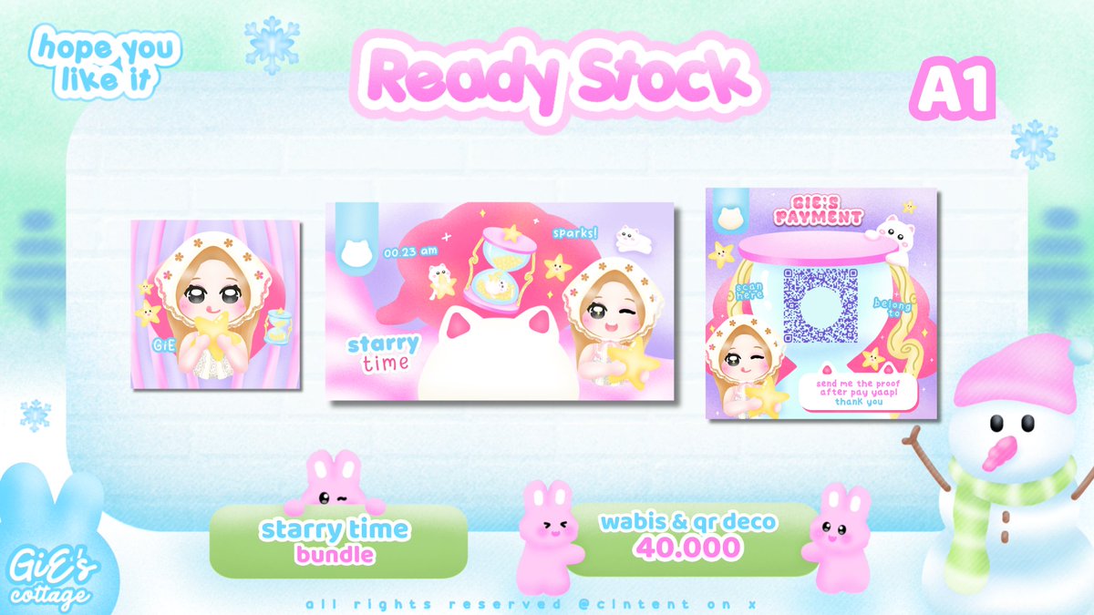 clntent's tweet photo. retweet are very appreciated, thanks <3

hai ada READY STOCK Layout Wabis bundle QR Deco Starry Time, &amp; Stiker Pack hand drawn isi 4 pcs hihi ❄️

FREE RETEXT ALL🩷

prici dan kode ada di pic, stiker bisa dijemput tanpa take bundle yaa, sedangkan layout wajib bundle qr deco hihi🐰 https://t.co/lJqCgx9X51