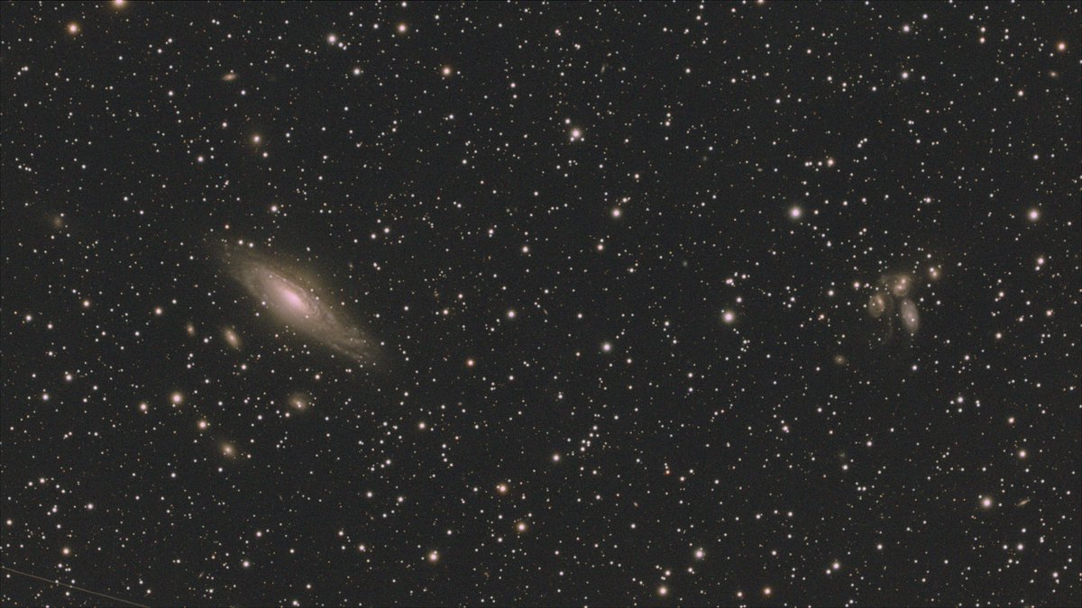 SatPhoto's tweet photo. 7月19日に丹後半島で撮影した #NGC7331 と #ステファンの五つ子 です。他にも小さい銀河がたくさん写っていて、一部は構造も見えるのでとても楽しいです。
2600MCAir,300s×20,gain200,-8c,126MA,フラット,ダーク,DSS,SIRIL,SI処理 https://t.co/bf4MeRUVq1
