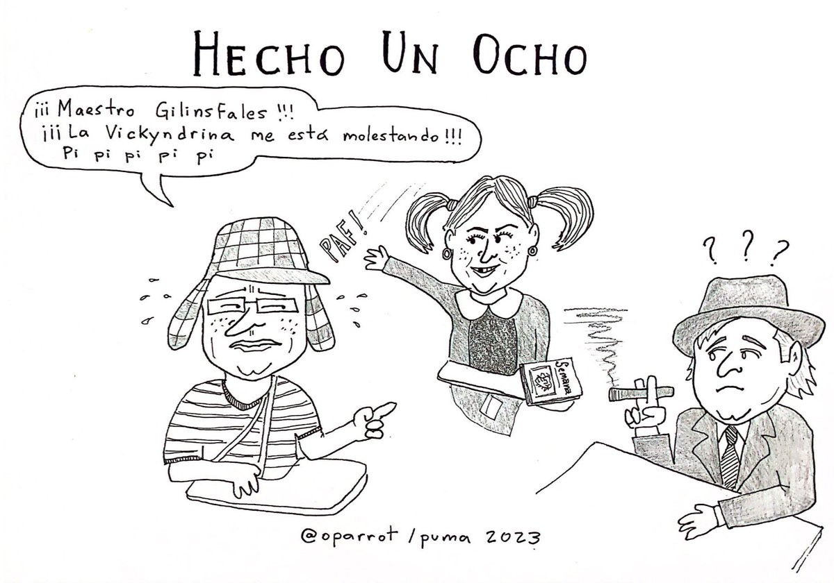 oparrot's tweet photo. @VickyDavilaH Vicky esta caricatura la publiqué en junio de 2023 cuando @petrogustavo se quejó con Gillinsky porque no lo dejabas en paz 🤣 (tiene que ver con El Chavo) https://t.co/ox1Nz2G0IJ