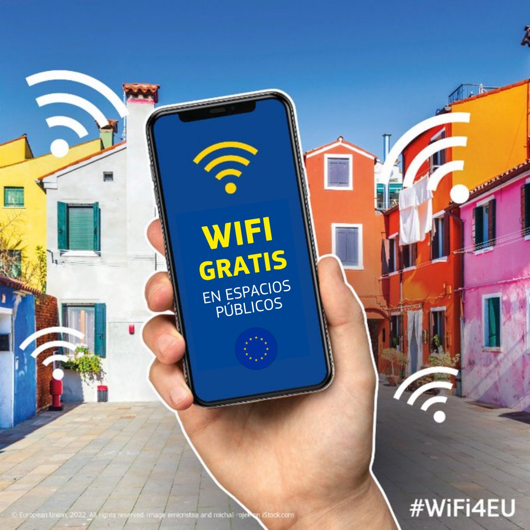ComisionEuropea's tweet photo. 🇪🇺🛜 Gracias a la iniciativa europea #WiFi4EU, podrás acceder a más de 93.000 puntos de conexión WiFi gratuitos ubicados en espacios y edificios públicos de 7237 municipios de la Unión.
🗺️Explora el mapa interactivo y localiza tu red más cercana: https://t.co/S0zt3bbU1t https://t.co/uQGffH0XqG