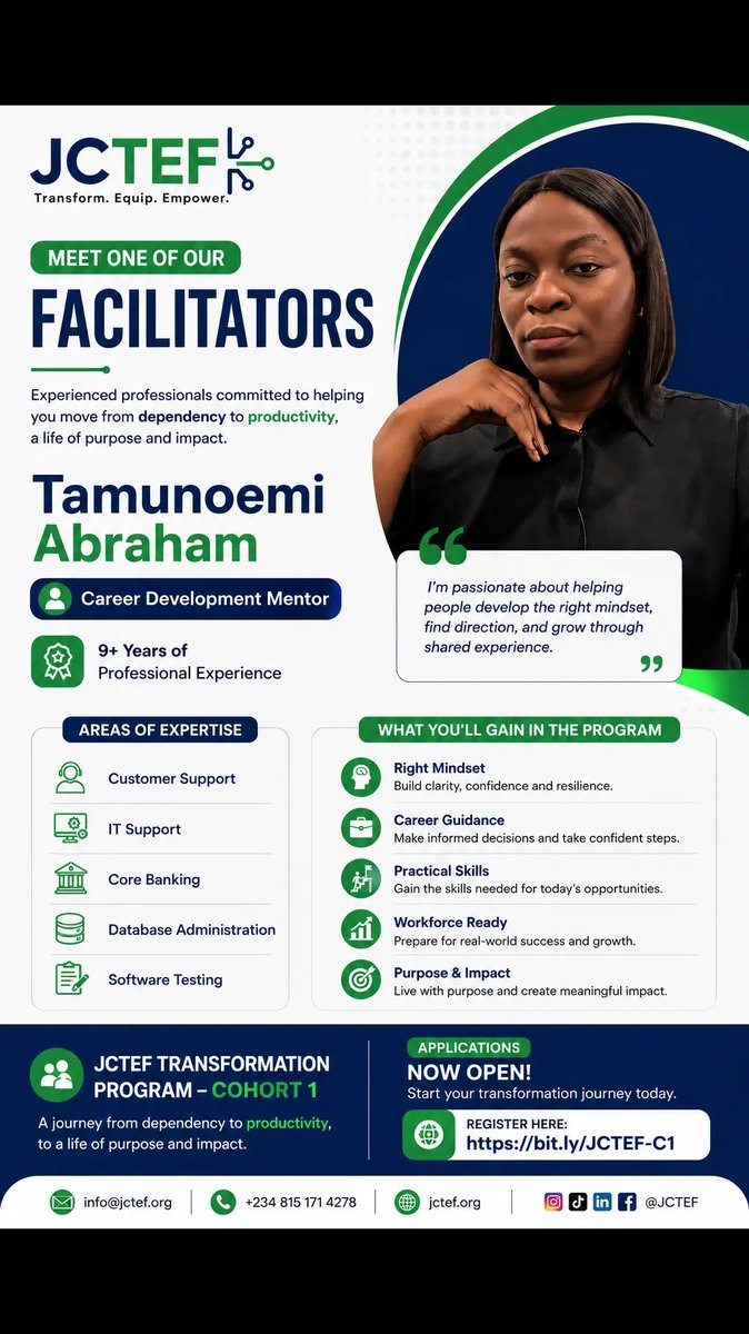 Official_jctef's tweet photo. Meet One of Our Facilitators 
#jctef
#humancapitaldevelopment
#Foundation 
#Empowerment 
#Transformation https://t.co/mcbscbm2ml