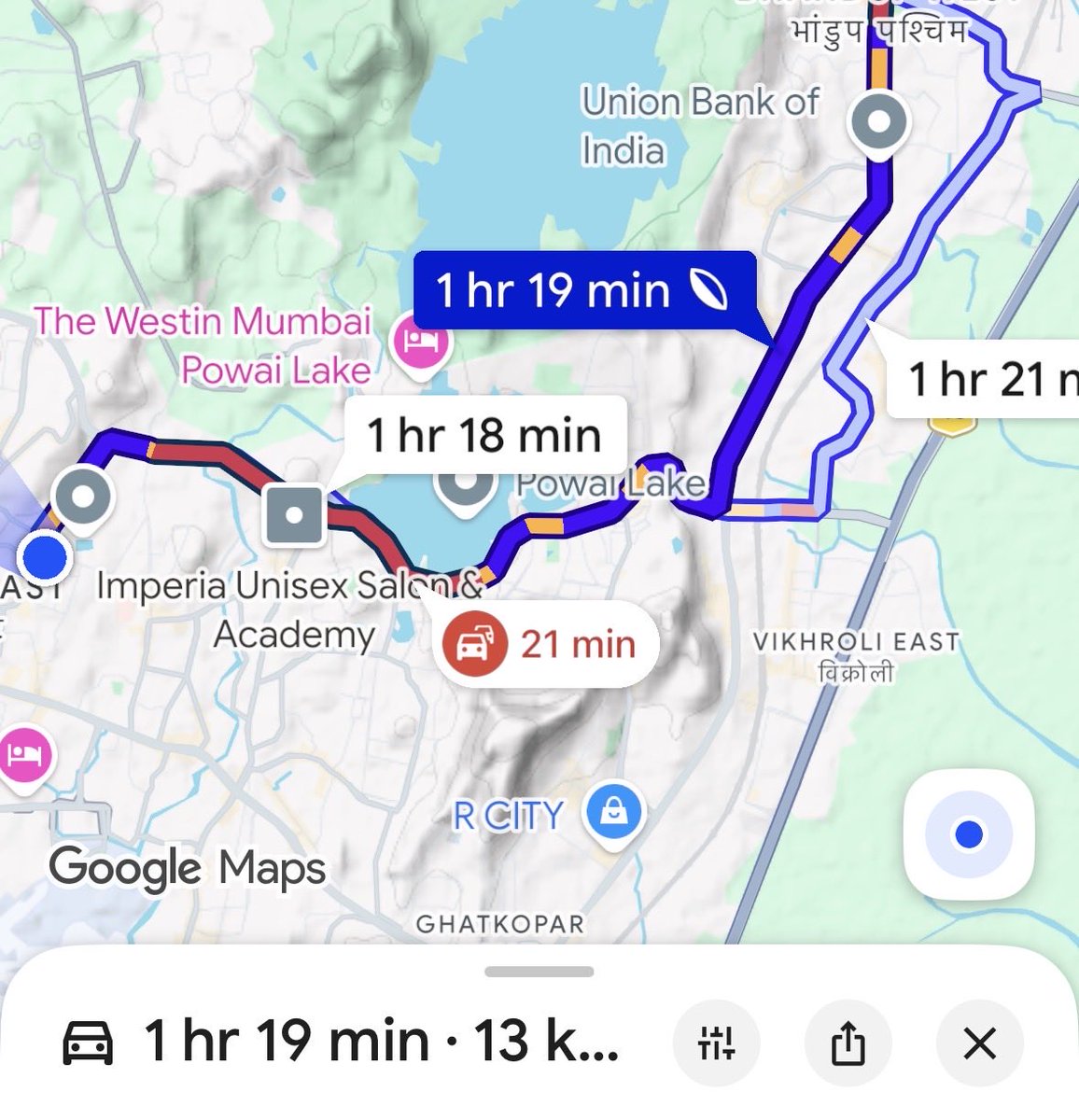 psbhat89's tweet photo. @MTPHereToHelp JVLR is jammed up to IIT. Please intervene. @mybmc this traffic is due to the barricades put up by the sewerage department of BMC. @mulund_info https://t.co/1HocuR6LUs