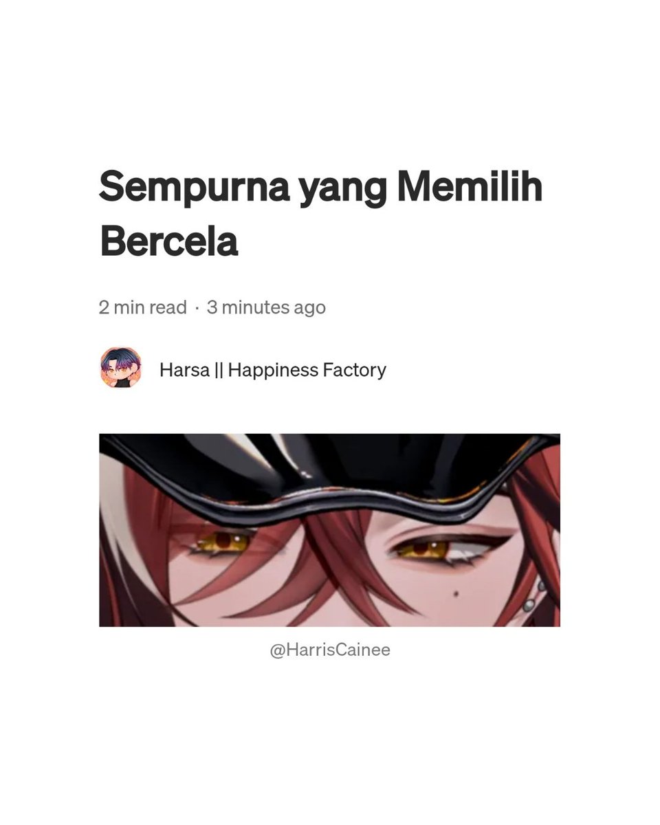 lendezvous's tweet photo. Sosok sempurna yang memilih bercela kali ini harus berpuas diri memagut pahitnya dunia.

🔗 https://t.co/xA87jIQcwG

#Harsastra #HarrisCaine #CainematesAlwaysWithHarris https://t.co/0JzIwPfJPa