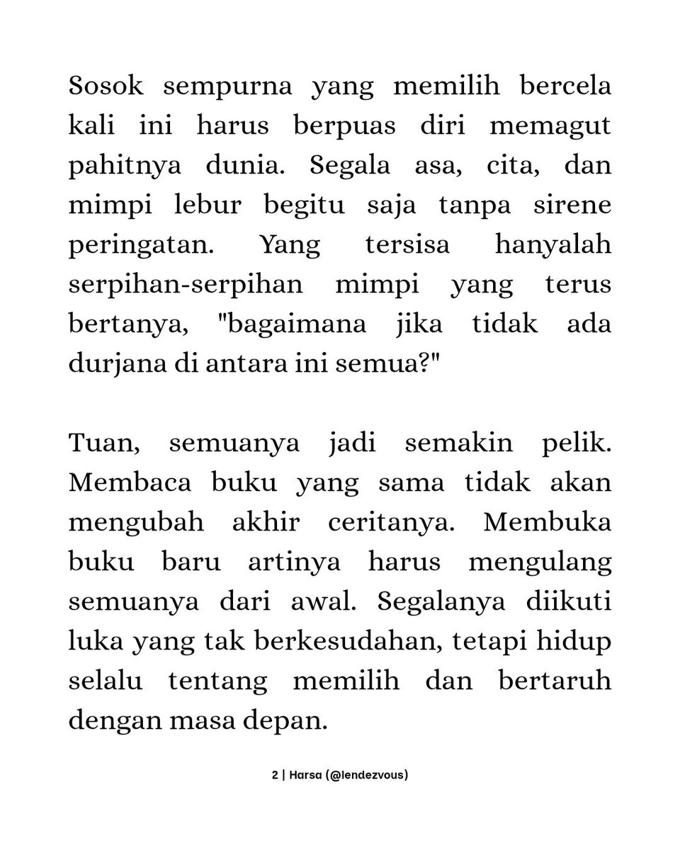 lendezvous's tweet photo. Sosok sempurna yang memilih bercela kali ini harus berpuas diri memagut pahitnya dunia.

🔗 https://t.co/xA87jIQcwG

#Harsastra #HarrisCaine #CainematesAlwaysWithHarris https://t.co/0JzIwPfJPa