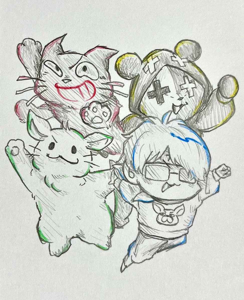 fujikiyo323's tweet photo. 2日遅れですがTOP4、9周年おめでとうございます！
本当はちゃんとデジタルで周年イラストを描きたかったのですが、最近色々あり描けなかったので、7月4日のTOP4 in TOKYO DOME 2Daysの時に会わせていただいた方々に渡したアナログイラストを代わりに載せます
#日本TOP4_９周年 
#自称日本TOP4九周年 https://t.co/0Pzx6D9EQZ