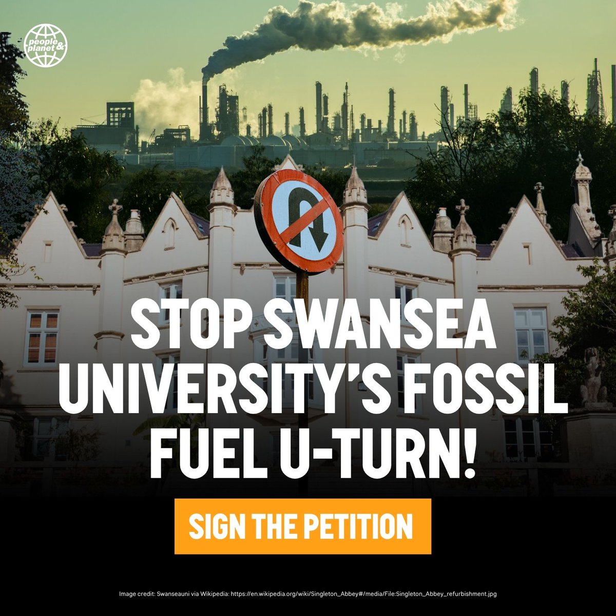 peopleandplanet's tweet photo. 🚨 BREAKING!! 

Swansea University are trying to backslide on their commitment to banning fossil fuel companies from careers events! 

❌ Don't let them get away with it. 

Sign the petition! 👇https://t.co/Ui2osTUCRM https://t.co/rCqKPg3qbP