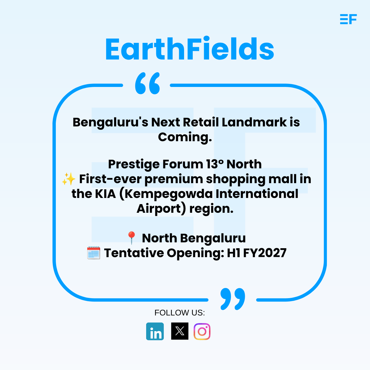EarthFields__'s tweet photo. North Bengaluru is set for a major retail transformation. 🏬✨
#NorthBengaluru #PrestigeGroup #ForumMall #KIA #BengaluruRealEstate #CommercialRealEstate #RetailDevelopment #Infrastructure #UpcomingProjects #BengaluruUpdates https://t.co/xvtFl7Pemt