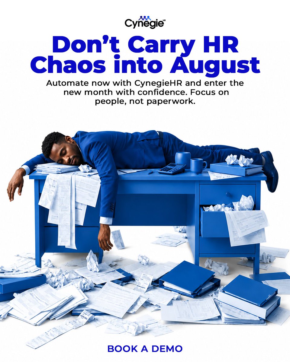 Cynegiehr's tweet photo. Don't carry HR chaos into August.
Replace paperwork, spreadsheets, and manual processes with one smart HR platform.
✅ Payroll
✅ Attendance
✅ Leave
✅ Performance
✅ Recruitment
Start the month with confidence.
Book a demo today.
#HRTech #Payroll #CynegieHR #HRAutomation https://t.co/K4Wf4i6kDS