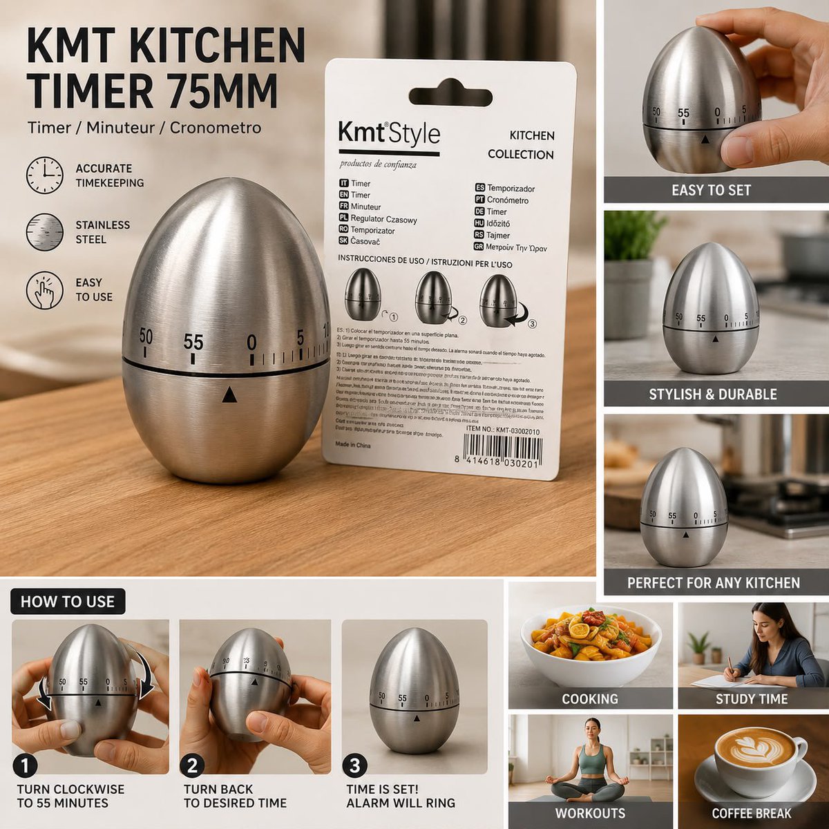 HseholdsItems's tweet photo. KMT KITCHEN TIMER 75MM @KSh.1400
• Accurate 60-minute mechanical timer
• Stainless steel, durable design
• Easy to set – no batteries required
• Ideal for cooking, baking &amp; study time
• Loud alarm for timely reminders https://t.co/omqgyA8kwT