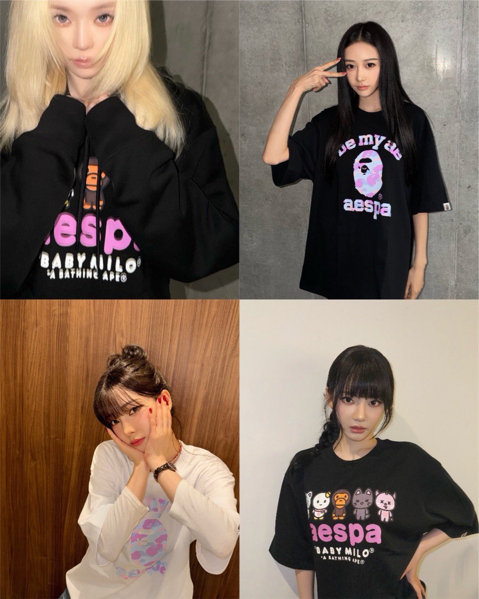 uptod4te's tweet photo. aespa x BAPE® コラボコレクションが現地時間8月1日（日本時間8月2日AM1:00）より発売 【 エスパ ベイプ 】
https://t.co/OR0OSptC6F https://t.co/VEdkfqNYSj
