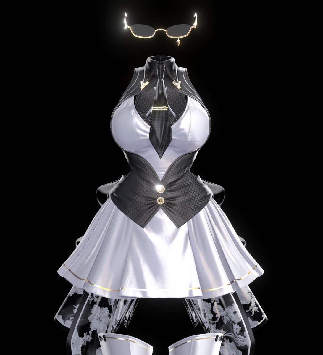 ene_ene_ee's tweet photo. 今回公開する新作衣装「Mono Blanco」です！

ある程度ディテールがまとまってきたので公開します！
気づけばこういうオフィス系の雰囲気が好きになっていて、今回作ってみています🤍
ジャケットの質感がゲーム内で見るとすごく綺麗なので、ぜひ楽しみにしていてください！

#Ene_Collection https://t.co/qdnSvGuXo7