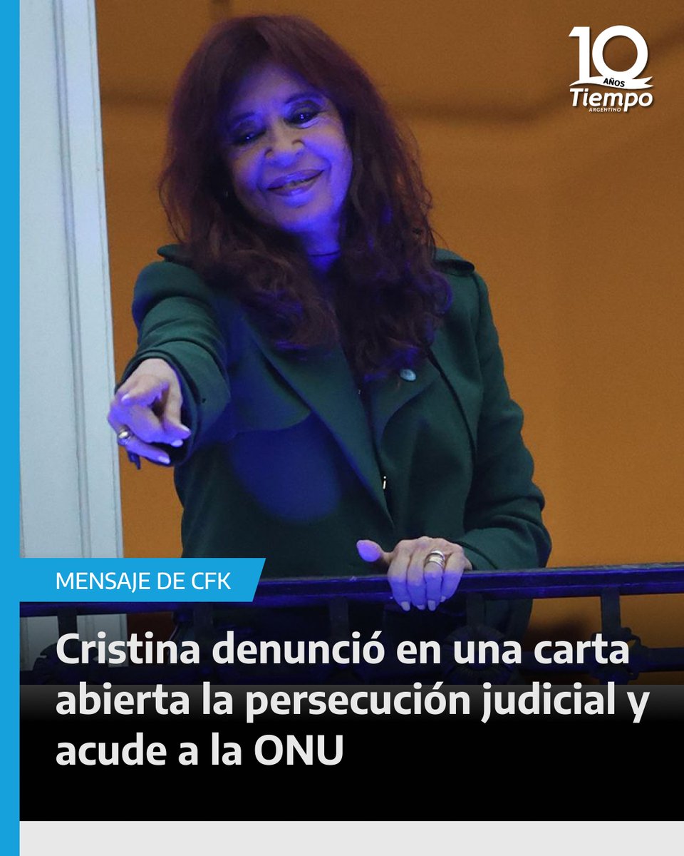 tiempoarg's tweet photo. Cristina: "La proscripción perpetua es, en realidad, la pena principal"

En un mensaje dirigido "a cada argentina y argentino", la ex jefa de Estado denunció la vulneración de sus garantías constitucionales, sumó letrados internacionales y llevó su reclamo al organismo multilateral. https://t.co/iHyGLA4DyU