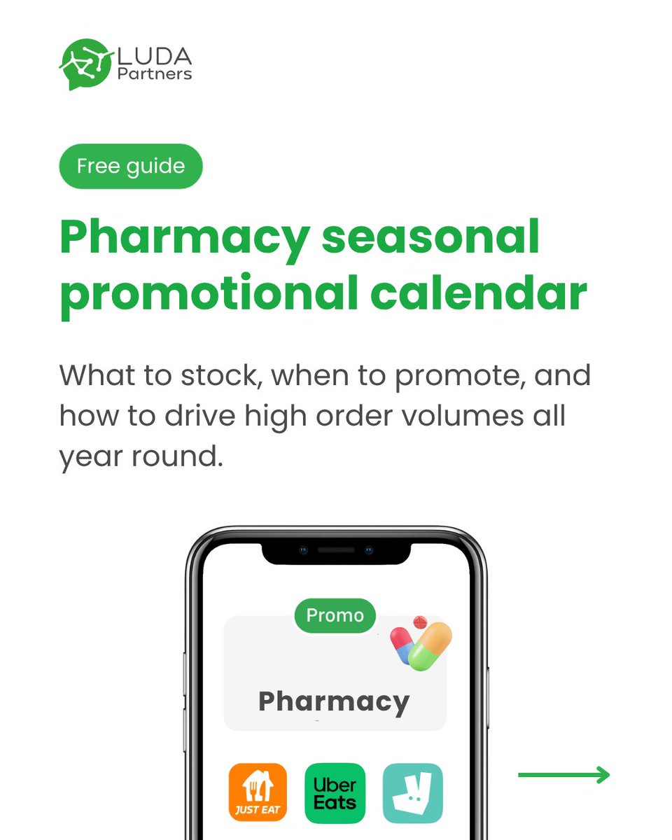ludapartners_uk's tweet photo. Never miss a peak sales period in your pharmacy. 📈
Download our FREE 2026 Seasonal Calendar: 🗓️ 12-month strategy guide 🖨️ Ready-to-print team wall planner
Get yours here 👇 https://t.co/ikgr3RGnzg
#HealthcareRetail #DeliveryApps #JustEat #UberEats #Deliveroo #PharmacyGrowth https://t.co/vlqYjMtko7