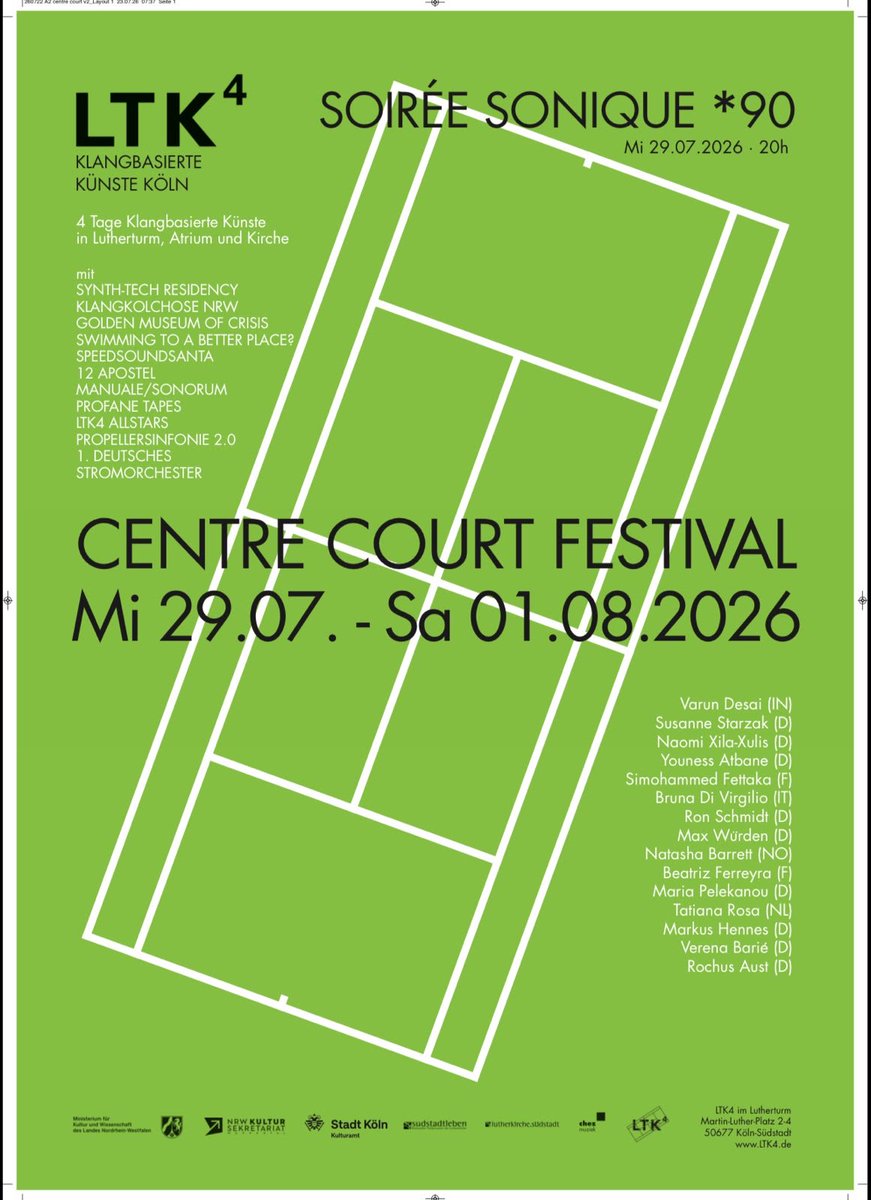 varundo_'s tweet photo. Centre Court Festival
Venue - LTK4
https://t.co/u5hViWIy9b

29.07 - Wed - 8pm - Opening /w Electrophonic Orchestra (in church)

30.07 - Thu - 7pm - Varun Desai Lecture (at LTK1 )

31.07 - Fri -  9pm - Switched on India Solo (in church)

01.08 - Sat - 9pm - /w Propeller Symphony https://t.co/Wszsa8JvSx